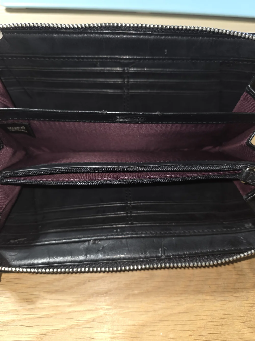 Coach Signature Buckle Zip Wallet in Purple/Black